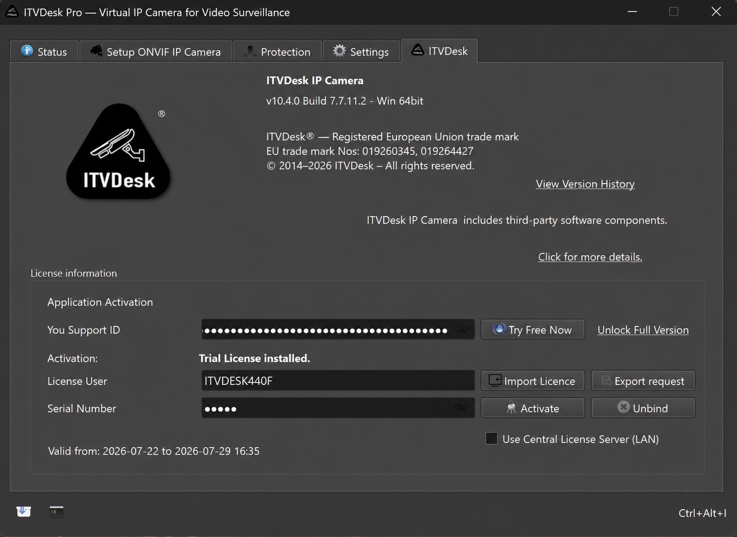 ITVDesk License User showing the Windows computer name ITVDESK440F