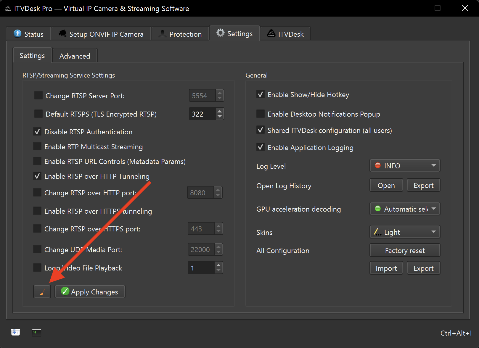 ITVDesk Network Cleanup button in Advanced settings
